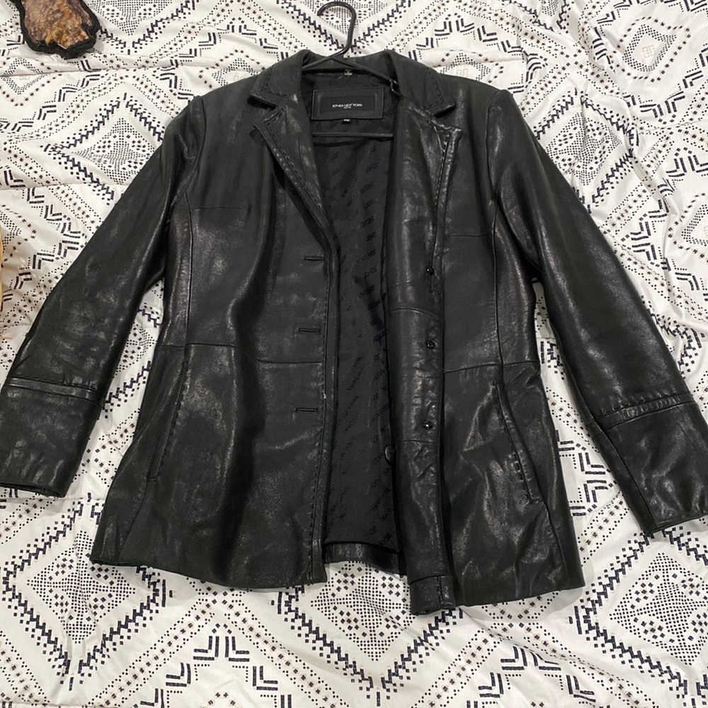 Black leather Jones New York petite jacket
